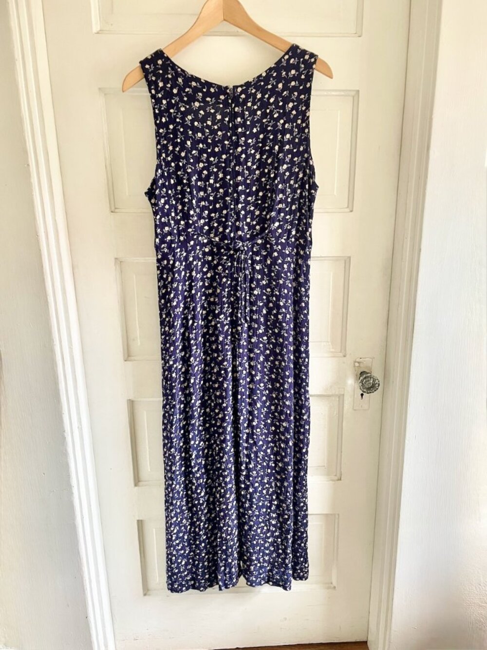 Vintage 90s Rabbit Rabbit Rabbit Blue Floral Maxi Dress 14 (M) - Picture 5 of 10